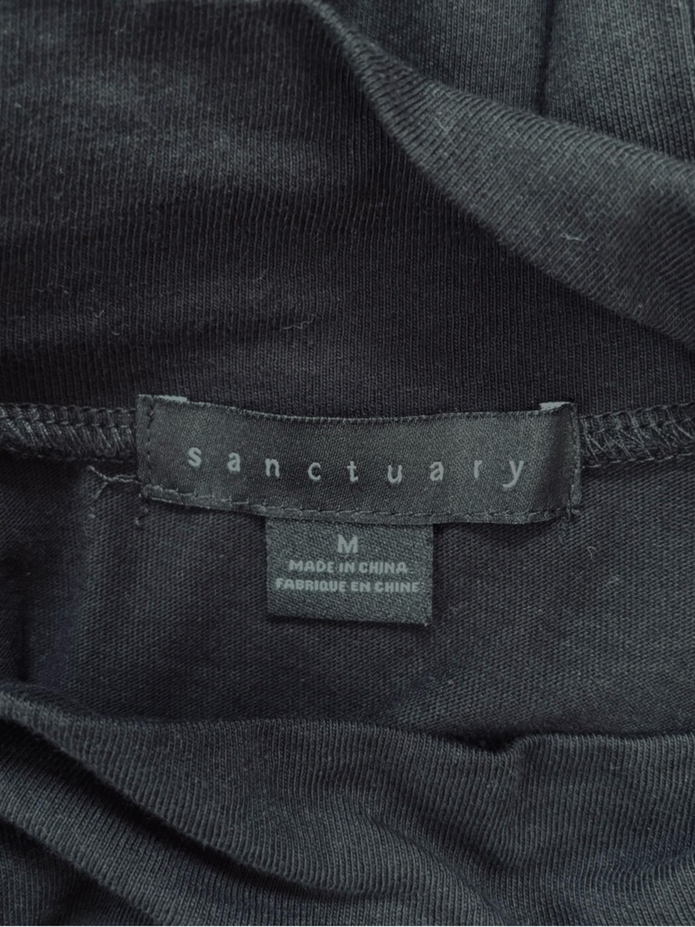 Sanctuary minimalist base layer black mock neck puff pleated short sleeve Tee M - Picture 13 of 16